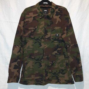 Vans Mens Camo Button Down Jacket Size Large 100% Cotton